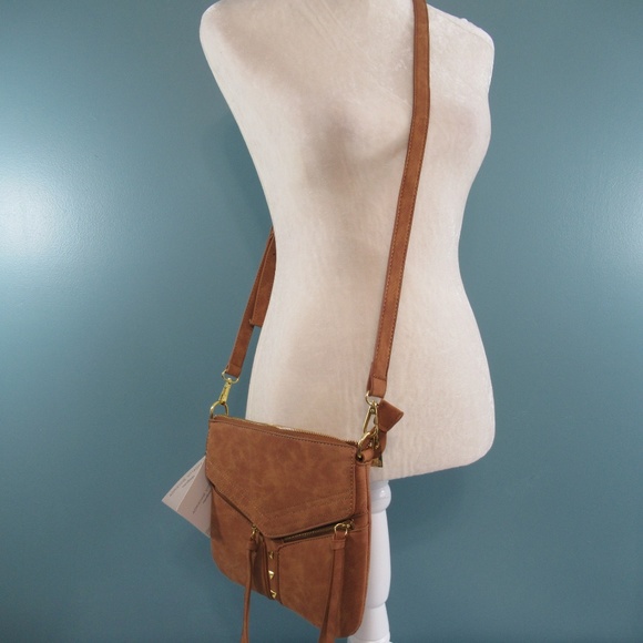Adrienne Vittadini Brown Multi Zip Crossbody Bag - Picture 2 of 5